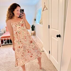 O’Neill Pink Floral Strappy MIDI Dress Small